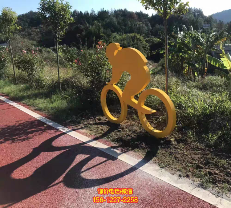 鐵藝剪影人物，騎行人物，騎自行車的抽象人物