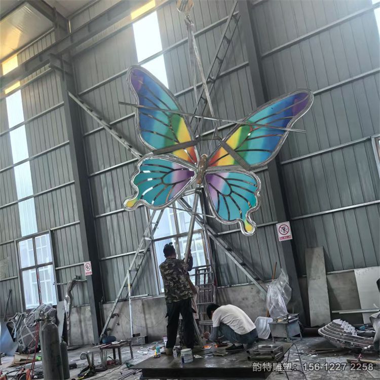 客戶定制款發光不銹鋼蝴蝶雕塑造型 美觀大氣結實耐用 客戶定制款發光不銹鋼蝴蝶雕塑造型 美觀大氣結實耐用