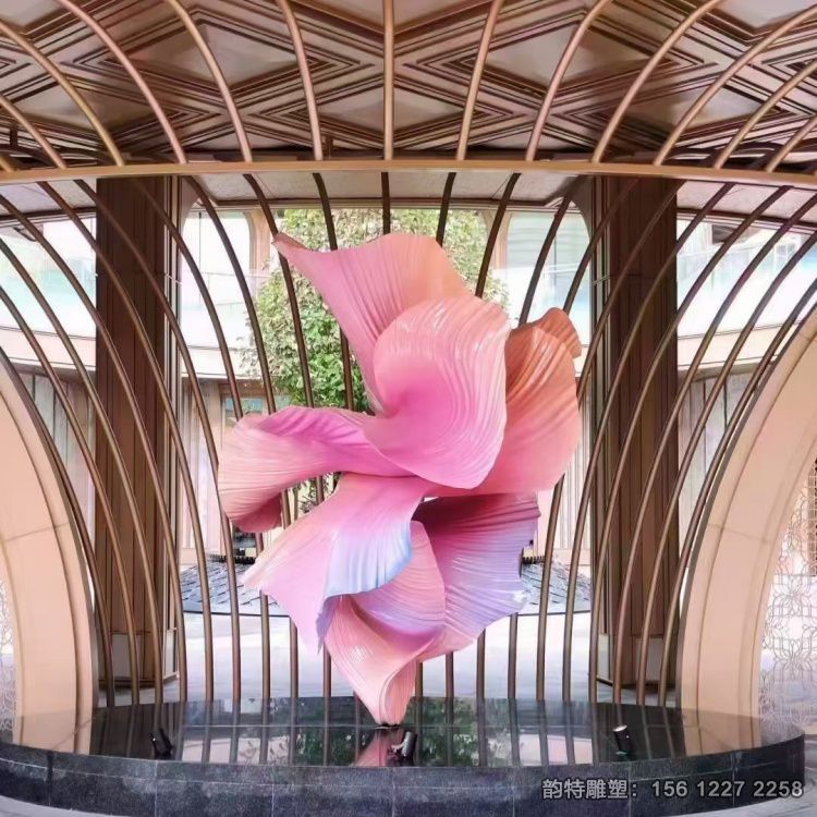 房地產(chǎn)不銹鋼花朵雕塑 抽象大型發(fā)光花定制